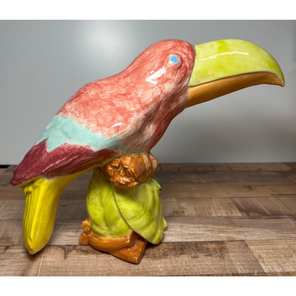 Ceramic Toucan Sculpture Art Piece Handcrafted Decorative Figurine Large